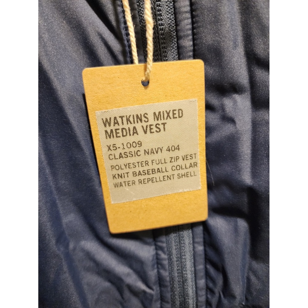 Oxford Watkins Mixed Media Vest Classic Navy Blue Medium NWT Water Repellent Zip - Picture 3 of 4